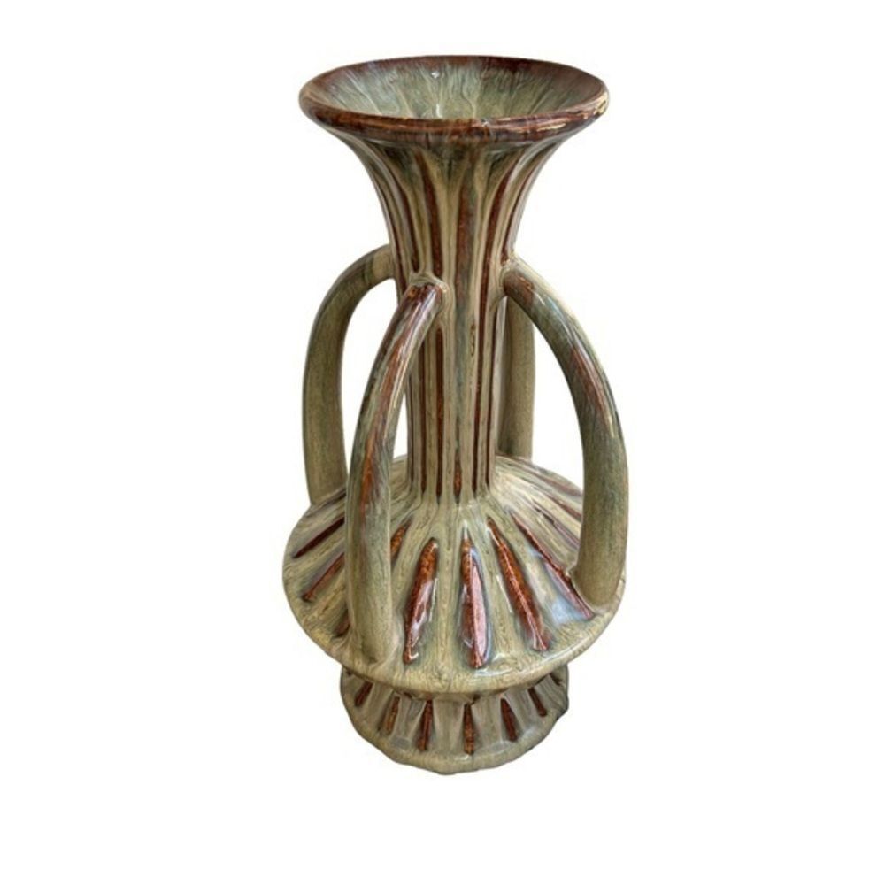 Vintage Large Vase Mid Century Modern Drip Glaze, has a tiny crack in one handle